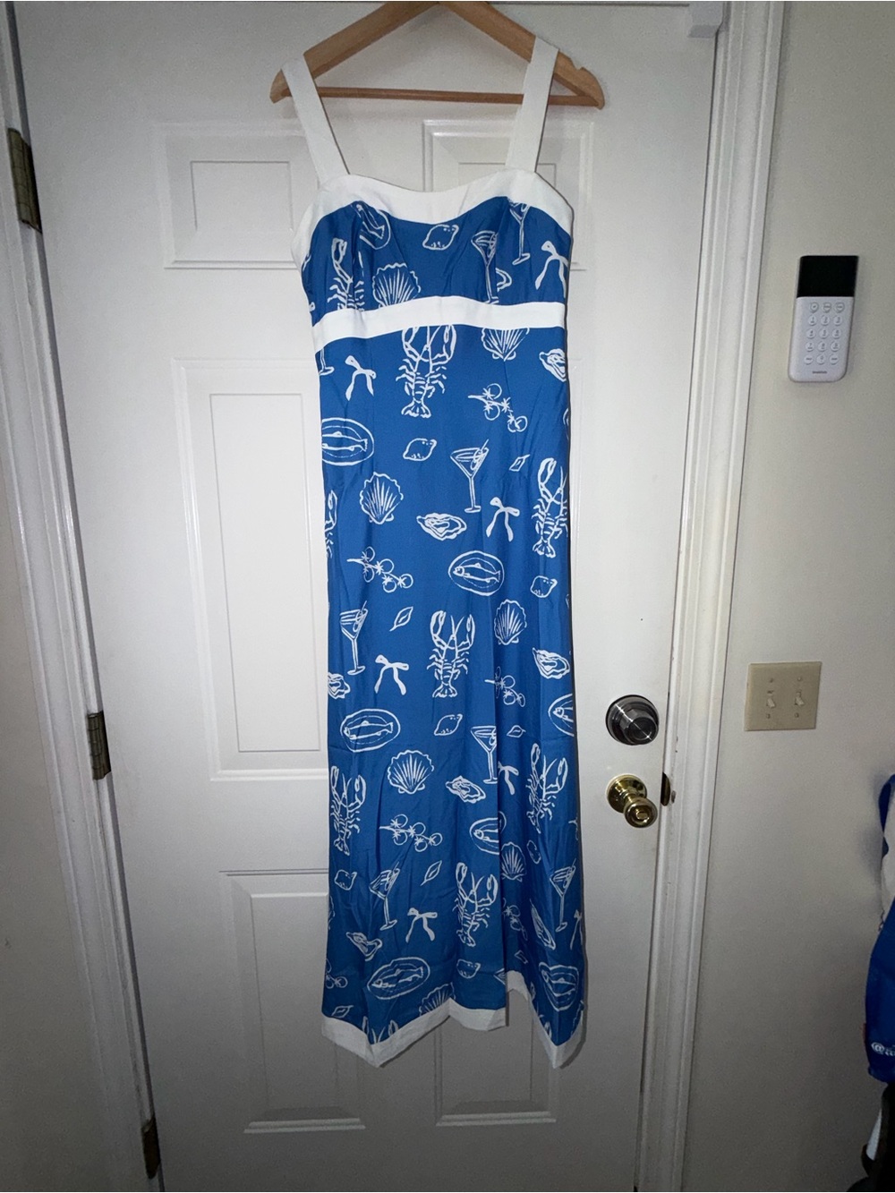 Blue & White Midi Sundress with Nautical Print - Picture 2 of 8